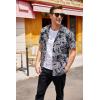 imageCOOFANDY Mens Hawaiian Tropical Shirt Button Down Short Sleeve Vintage Floral ShirtLeaves  Navy
