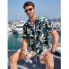 imageCOOFANDY Mens Hawaiian Tropical Shirt Button Down Short Sleeve Vintage Floral ShirtNavy  Leaves