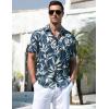 imageCOOFANDY Mens Hawaiian Tropical Shirt Button Down Short Sleeve Vintage Floral ShirtNavy  Leaves