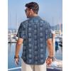 imageCOOFANDY Mens Hawaiian Tropical Shirt Button Down Short Sleeve Vintage Floral ShirtNavy  White