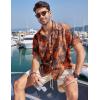 imageCOOFANDY Mens Hawaiian Tropical Shirt Button Down Short Sleeve Vintage Floral ShirtOrange  Leaves