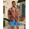 imageCOOFANDY Mens Hawaiian Tropical Shirt Button Down Short Sleeve Vintage Floral ShirtOrange  Leaves