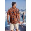 imageCOOFANDY Mens Hawaiian Tropical Shirt Button Down Short Sleeve Vintage Floral ShirtOrange  Leaves