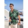 imageCOOFANDY Mens Hawaiian Tropical Shirt Button Down Short Sleeve Vintage Floral ShirtPalm Tree  Black