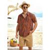imageCOOFANDY Mens Hawaiian Tropical Shirt Button Down Short Sleeve Vintage Floral ShirtRed