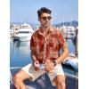 imageCOOFANDY Mens Hawaiian Tropical Shirt Button Down Short Sleeve Vintage Floral ShirtRedYellow
