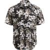 imageCOOFANDY Mens Hawaiian Tropical Shirt Button Down Short Sleeve Vintage Floral ShirtYellow Leaves  White Flowers