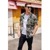 imageCOOFANDY Mens Hawaiian Tropical Shirt Button Down Short Sleeve Vintage Floral ShirtYellow Leaves  White Flowers