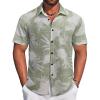 imageCOOFANDY Mens Hawaiian Tropical Shirt Button Down Short Sleeve Vintage Floral ShirtGreenWhite Flower