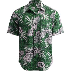 imageCOOFANDY Mens Hawaiian Tropical Shirt Button Down Short Sleeve Vintage Floral ShirtGreenWhite