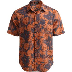 imageCOOFANDY Mens Hawaiian Tropical Shirt Button Down Short Sleeve Vintage Floral ShirtOrange  Leaves