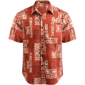 imageCOOFANDY Mens Hawaiian Tropical Shirt Button Down Short Sleeve Vintage Floral ShirtRedYellow