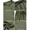 imageCOOFANDY Men 2 Piece Linen Set Casual Short Sleeve Shirt and Short Beach SetArmy Green