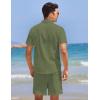 imageCOOFANDY Men 2 Piece Linen Set Casual Short Sleeve Shirt and Short Beach SetArmy Green