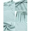 imageCOOFANDY Men 2 Piece Linen Set Casual Short Sleeve Shirt and Short Beach SetCeladon Green