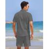 imageCOOFANDY Men 2 Piece Linen Set Casual Short Sleeve Shirt and Short Beach SetDark Grey