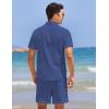 imageCOOFANDY Men 2 Piece Linen Set Casual Short Sleeve Shirt and Short Beach SetNavy Blue