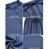 imageCOOFANDY Men 2 Piece Linen Set Casual Short Sleeve Shirt and Short Beach SetNavy Blue