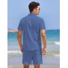 imageCOOFANDY Men 2 Piece Linen Set Casual Short Sleeve Shirt and Short Beach SetRoyal Blue