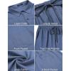 imageCOOFANDY Men 2 Piece Linen Set Casual Short Sleeve Shirt and Short Beach SetRoyal Blue