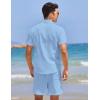 imageCOOFANDY Men 2 Piece Linen Set Casual Short Sleeve Shirt and Short Beach SetSky Blue