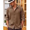 imageCOOFANDY Mens Casual Long Sleeve Button Down Shirt Textured WrinkleFree Untucked ShirtsBrown