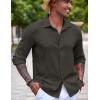imageCOOFANDY Mens Casual Long Sleeve Button Down Shirt Textured WrinkleFree Untucked ShirtsDark Grey