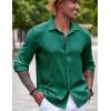 imageCOOFANDY Mens Casual Long Sleeve Button Down Shirt Textured WrinkleFree Untucked ShirtsEvergreen