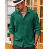 imageCOOFANDY Mens Casual Long Sleeve Button Down Shirt Textured WrinkleFree Untucked ShirtsEvergreen