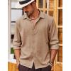 imageCOOFANDY Mens Casual Long Sleeve Button Down Shirt Textured WrinkleFree Untucked ShirtsKhaki
