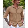 imageCOOFANDY Mens Casual Long Sleeve Button Down Shirt Textured WrinkleFree Untucked ShirtsKhaki