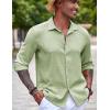 imageCOOFANDY Mens Casual Long Sleeve Button Down Shirt Textured WrinkleFree Untucked ShirtsLight Green
