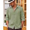 imageCOOFANDY Mens Casual Long Sleeve Button Down Shirt Textured WrinkleFree Untucked ShirtsLight Green