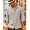 imageCOOFANDY Mens Casual Long Sleeve Button Down Shirt Textured WrinkleFree Untucked ShirtsLight Grey