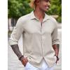 imageCOOFANDY Mens Casual Long Sleeve Button Down Shirt Textured WrinkleFree Untucked ShirtsLight Grey