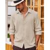 imageCOOFANDY Mens Casual Long Sleeve Button Down Shirt Textured WrinkleFree Untucked ShirtsLight Khaki