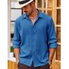 imageCOOFANDY Mens Casual Long Sleeve Button Down Shirt Textured WrinkleFree Untucked ShirtsRoyal Blue