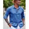 imageCOOFANDY Mens Casual Long Sleeve Button Down Shirt Textured WrinkleFree Untucked ShirtsRoyal Blue