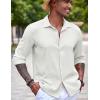 imageCOOFANDY Mens Casual Long Sleeve Button Down Shirt Textured WrinkleFree Untucked ShirtsWhite