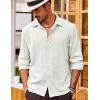 imageCOOFANDY Mens Casual Long Sleeve Button Down Shirt Textured WrinkleFree Untucked ShirtsWhite
