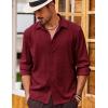 imageCOOFANDY Mens Casual Long Sleeve Button Down Shirt Textured WrinkleFree Untucked ShirtsWine Red