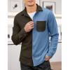 imageCOOFANDY Mens Corduroy Shirt Casual Shacket Long Sleeve Button Down Lightweight JacketColor Block  Green