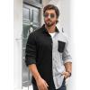 imageCOOFANDY Mens Corduroy Shirt Casual Shacket Long Sleeve Button Down Lightweight JacketColor Block  Grey