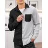 imageCOOFANDY Mens Corduroy Shirt Casual Shacket Long Sleeve Button Down Lightweight JacketColor Block  Grey