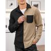imageCOOFANDY Mens Corduroy Shirt Casual Shacket Long Sleeve Button Down Lightweight JacketColor Block  Khaki