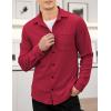 imageCOOFANDY Mens Corduroy Shirt Casual Shacket Long Sleeve Button Down Lightweight JacketRed