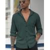 imageCOOFANDY Mens Corduroy Shirt Casual Shacket Long Sleeve Button Down Lightweight JacketVariegated Green