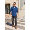 imageCOOFANDY Mens Long Sleeve Button Down Shirt Casual Lightweight Jacket Shirt with PocketsBlue