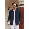 imageCOOFANDY Mens Long Sleeve Button Down Shirt Casual Lightweight Jacket Shirt with PocketsDark Blue