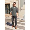 imageCOOFANDY Mens Long Sleeve Button Down Shirt Casual Lightweight Jacket Shirt with PocketsDark Gray